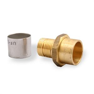 Uponor MLC Press Fitting Brass Sweat Adapter, 3/4" MLC Tubing x 1" Copper: D4517510