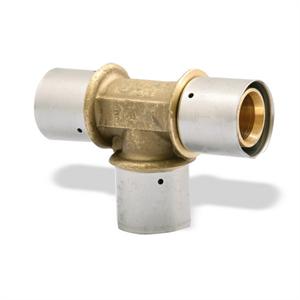 Uponor MLC Press Fitting Brass Reducing Tee, 1" MLC Tubing x 1" MLC Tubing x 1/2" MLC Tubing: D4701150